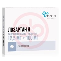 Лозартан н таблетки покрытые пленочной оболочкой 12.5мг + 100мг №30