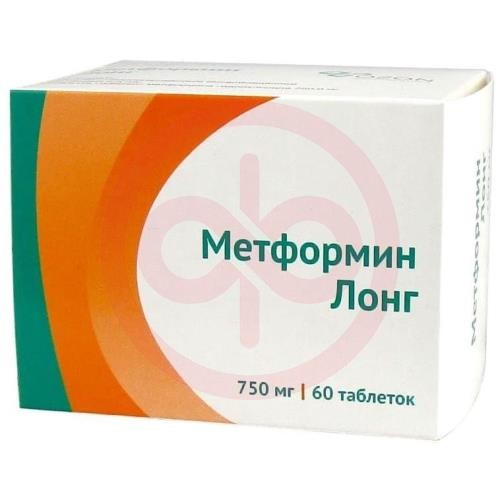 Метформин лонг таблетки с пролонгированным высвобождением 750мг №60 Метформин лонг таблетки с пролонгированным высвобождением 750мг №60