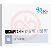 Лозартан н таблетки покрытые пленочной оболочкой 12.5мг + 50мг №30