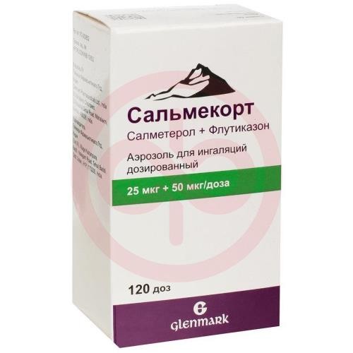Сальмекорт аэрозоль для ингаляций дозированный 25мкг + 50мкг/доза 120доз Сальмекорт аэрозоль для ингаляций дозированный 25мкг + 50мкг/доза 120доз