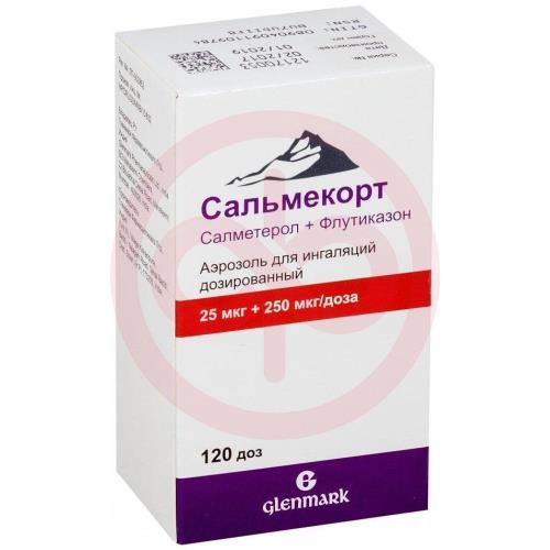 Сальмекорт аэрозоль для ингаляций дозированный 25мкг + 250мкг/доза 120доз