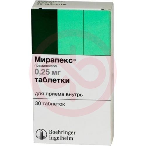 Мирапекс таблетки 0,25мг №30 Мирапекс таблетки 0,25мг №30