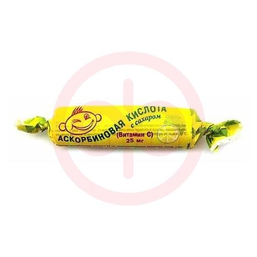 Аскорбиновая кислота с сахаром таблетки 25мг 3.0г №10 вкус лимона крутка Аскорбиновая кислота с сахаром таблетки 25мг 3.0г №10 вкус лимона крутка