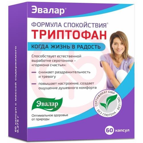 Эвалар триптофан капсулы №60 формула спокойствия (бад) Эвалар триптофан капсулы №60 формула спокойствия (бад)