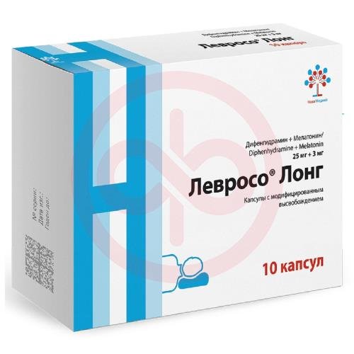 Левросо лонг капсулы с модифицированным высвобождением 25 мг + 3 мг №10 Левросо лонг капсулы с модифицированным высвобождением 25 мг + 3 мг №10