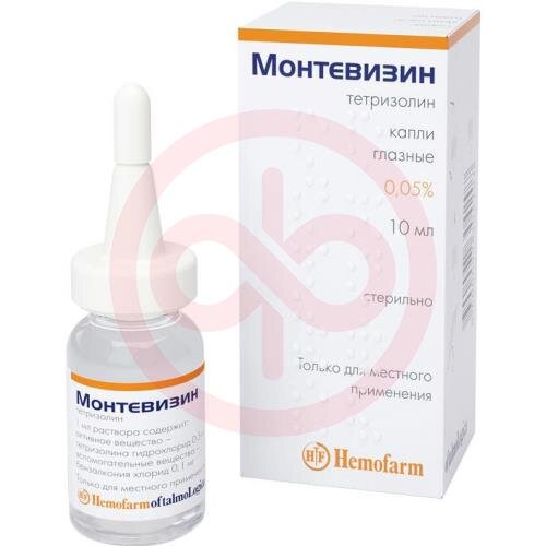 Монтевизин капли глазные 0,05% 10мл в комплекте с насадкой дозирующей