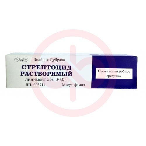 Стрептоцид растворимый линимент для местного применения 5% 30г Стрептоцид растворимый линимент для местного применения 5% 30г