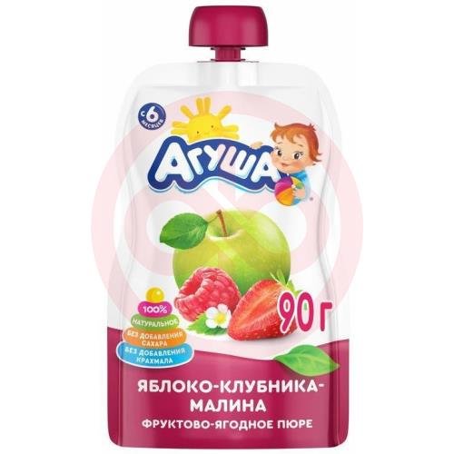 Агуша пюре фруктовое 90г яблоко + клубника + малина