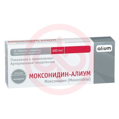 Моксонидин-алиум таблетки покрытые пленочной оболочкой 0,4мг №30 Моксонидин-алиум таблетки покрытые пленочной оболочкой 0,4мг №30