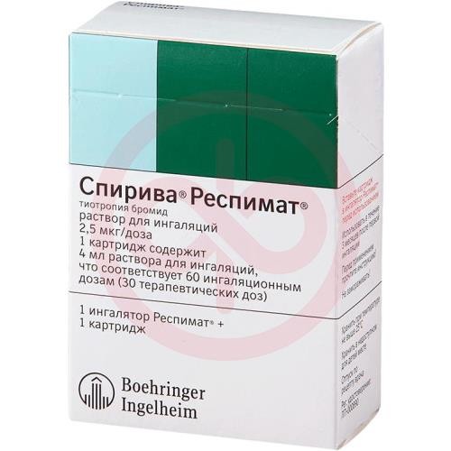Спирива респимат раствор для ингаляций 0,0025мг/доза 4мл (60доз) в комплекте с ингалятором респимат® Спирива респимат раствор для ингаляций 0,0025мг/доза 4мл (60доз) в комплекте с ингалятором респимат®