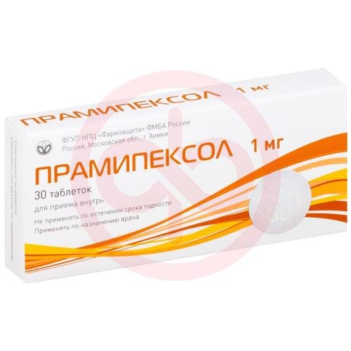 Прамипексол таблетки 1мг №30 Прамипексол таблетки 1мг №30