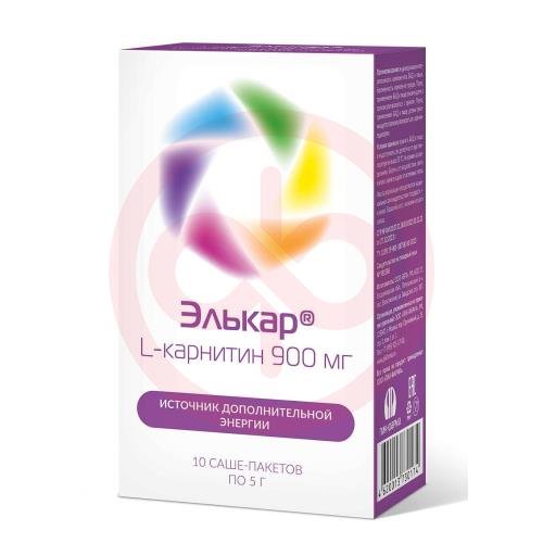 Элькар l-карнитин порошок для приготовления раствора для приема внутрь 900мг №10