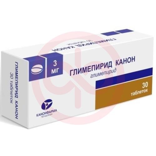 Глимепирид канон таблетки 3мг №30 Глимепирид канон таблетки 3мг №30