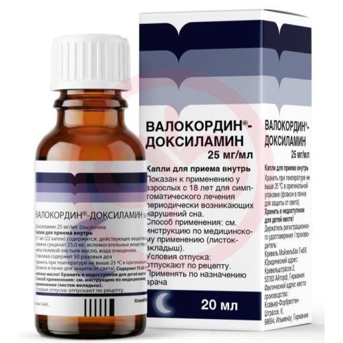Валокордин-доксиламин капли для приема внутрь 25мг/мл 20мл Валокордин-доксиламин капли для приема внутрь 25мг/мл 20мл