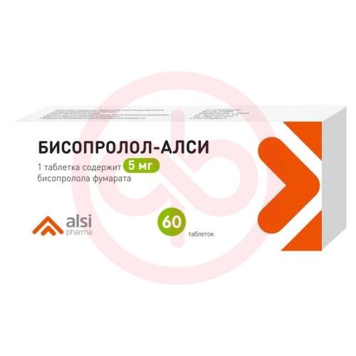 Бисопролол-алси таблетки 5мг №60 Бисопролол-алси таблетки 5мг №60