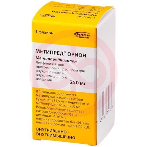 Метипред лиофилизат для приготовления раствора для внутривенного и внутримышечного введения 250мг №1 в комплекте с растворителем: вода для инъекций (ампулы) 4 мл Метипред лиофилизат для приготовления раствора для внутривенного и внутримышечного введения 250мг №1 в комплекте с растворителем: вода для инъекций (ампулы) 4 мл