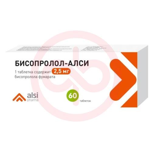Бисопролол-алси таблетки 2,5мг №60 Бисопролол-алси таблетки 2,5мг №60