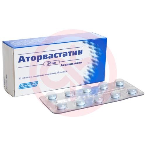 Аторвастатин-акос таблетки покрытые пленочной оболочкой 20мг №30