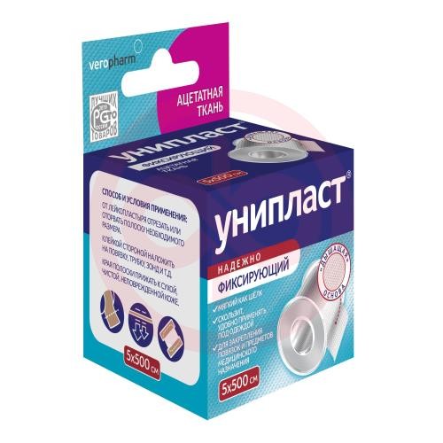 Унипласт лейкопластырь фиксирующий 5х500см шелк Унипласт лейкопластырь фиксирующий 5х500см шелк