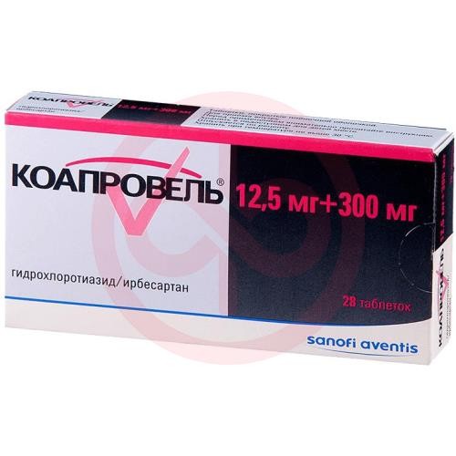 Коапровель таблетки покрытые пленочной оболочкой 300мг + 12,5мг №28 Коапровель таблетки покрытые пленочной оболочкой 300мг + 12,5мг №28