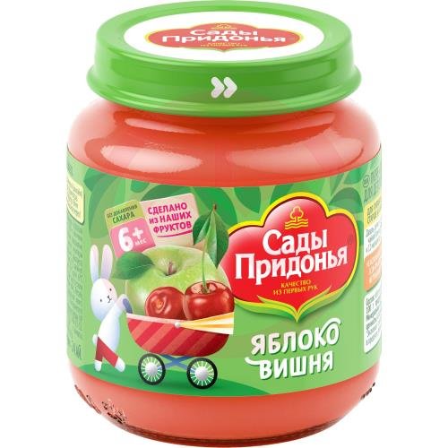Сады придонья пюре 120г яблоко + вишня 6мес +