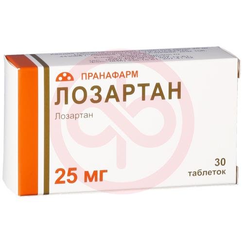 Лозартан таблетки покрытые пленочной оболочкой 25мг №30 Лозартан таблетки покрытые пленочной оболочкой 25мг №30