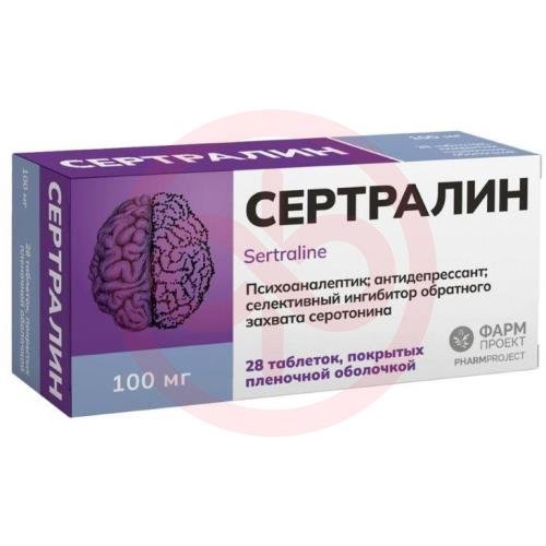 Сертралин таблетки покрытые пленочной оболочкой 100мг №28 Сертралин таблетки покрытые пленочной оболочкой 100мг №28