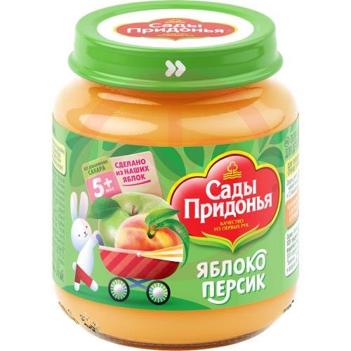 Сады придонья пюре 120г яблоко + персик 5мес +