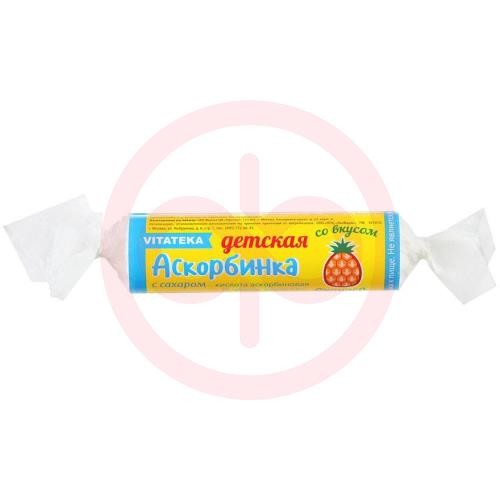 Витатека аскорбинка с сахаром таблетки жевательные 20мг 2.9г №10 детская вкус ананаса крутка Витатека аскорбинка с сахаром таблетки жевательные 20мг 2.9г №10 детская вкус ананаса крутка