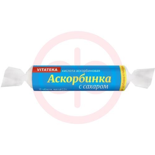 Витатека аскорбинка с сахаром таблетки жевательные 25мг 2.9г №10 вкус классич. крутка Витатека аскорбинка с сахаром таблетки жевательные 25мг 2.9г №10 вкус классич. крутка