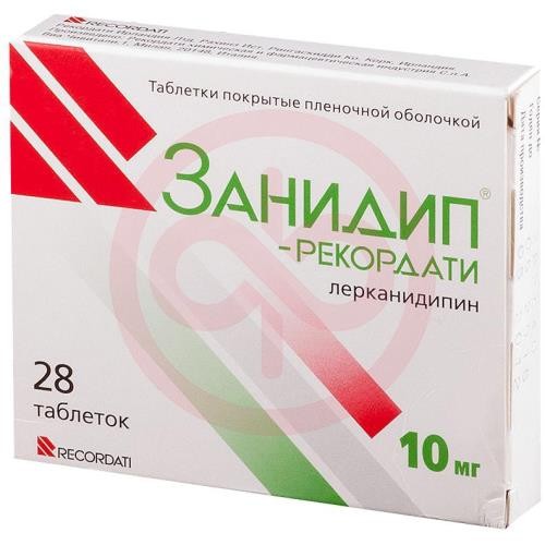 Занидип-рекордати таблетки покрытые пленочной оболочкой 10мг №28 Занидип-рекордати таблетки покрытые пленочной оболочкой 10мг №28