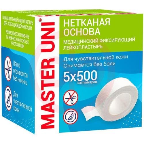 Мастер юни лейкопластырь фиксирующий 5х500см неткан