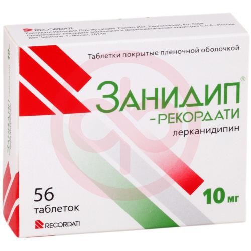 Занидип-рекордати таблетки покрытые пленочной оболочкой 10мг №56 Занидип-рекордати таблетки покрытые пленочной оболочкой 10мг №56