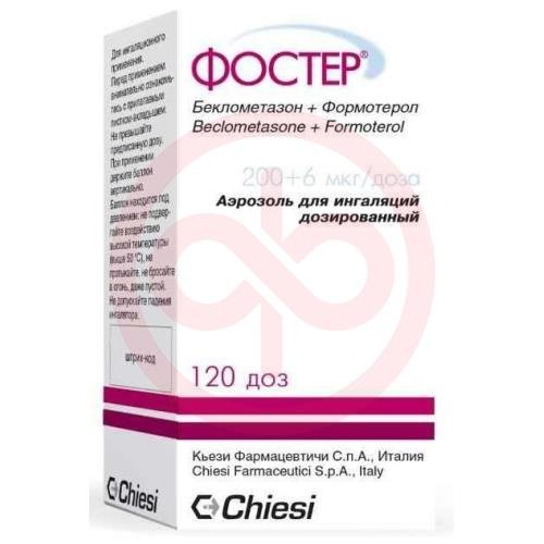 Фостер аэрозоль для ингаляций дозированный 0,2мг + 0,006мг/доза 120доз Фостер аэрозоль для ингаляций дозированный 0,2мг + 0,006мг/доза 120доз
