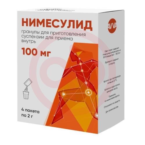Нимесулид гранулы для приготовления суспензии для приема внутрь 100мг 2г №4