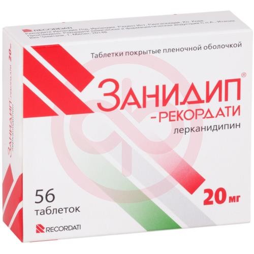 Занидип-рекордати таблетки покрытые пленочной оболочкой 20мг №56 Занидип-рекордати таблетки покрытые пленочной оболочкой 20мг №56