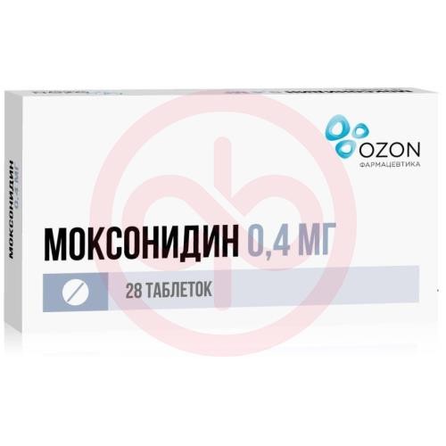 Моксонидин таблетки покрытые пленочной оболочкой 0.4мг №28 Моксонидин таблетки покрытые пленочной оболочкой 0.4мг №28