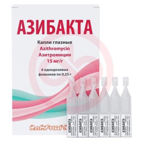 Азибакта капли глазные 15мг/г 0,25г №6 Азибакта капли глазные 15мг/г 0,25г №6