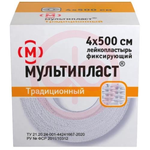 Мультипласт лейкопластырь фиксирующий 4х500см традиц ткан Мультипласт лейкопластырь фиксирующий 4х500см традиц ткан