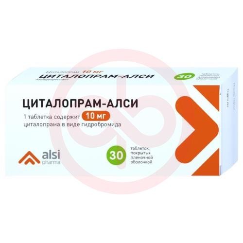 Циталопрам-алси таблетки покрытые пленочной оболочкой 10мг №30