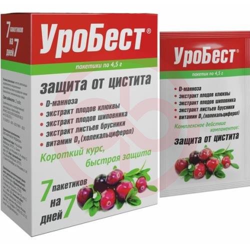 Уробест порошок для приготовления раствора для приема внутрь 4,5г №7 Уробест порошок для приготовления раствора для приема внутрь 4,5г №7