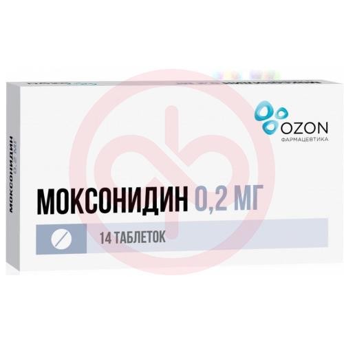 Моксонидин таблетки покрытые пленочной оболочкой 0.2мг №14