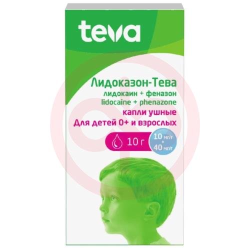 Лидоказон-тева капли ушные 10мг/г + 40мг/г 10г Лидоказон-тева капли ушные 10мг/г + 40мг/г 10г
