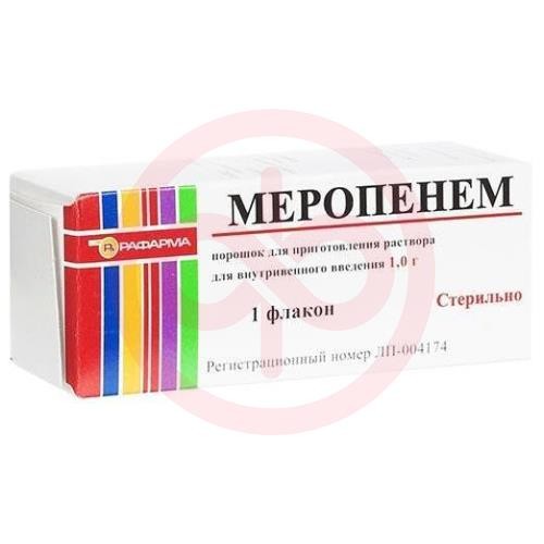 Меропенем порошок для приготовления раствора для внутривенного введения 1г №1 Меропенем порошок для приготовления раствора для внутривенного введения 1г №1