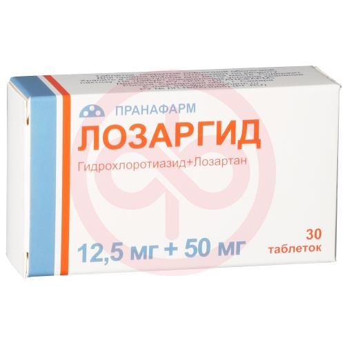 Лозаргид таблетки покрытые пленочной оболочкой 12,5мг + 50мг №30 Лозаргид таблетки покрытые пленочной оболочкой 12,5мг + 50мг №30